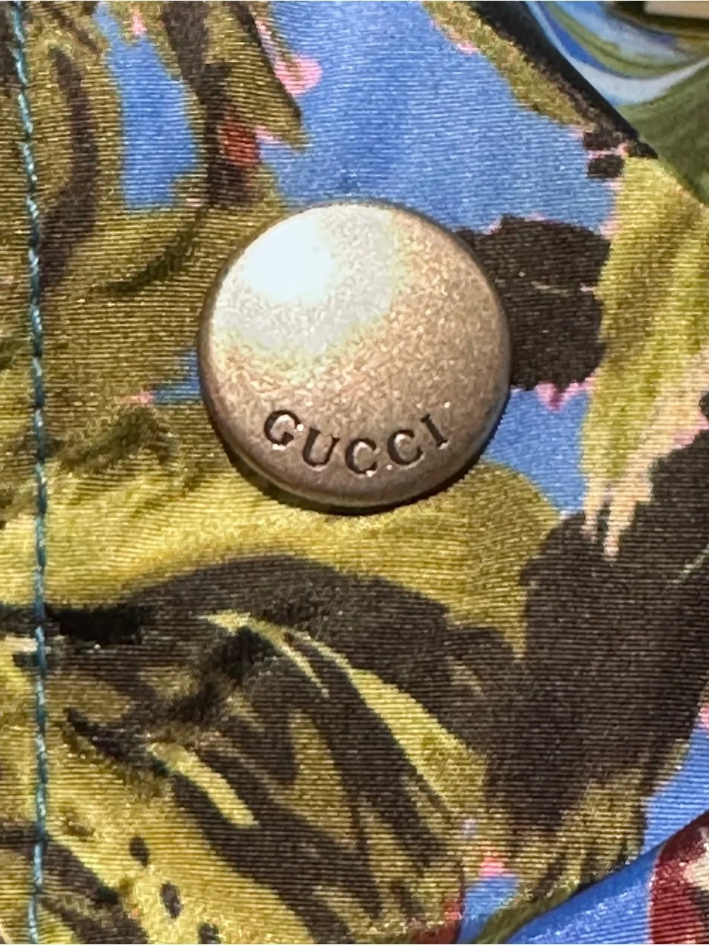 Gucci Multi-Color Tropical Print Jacket with Blue Accents